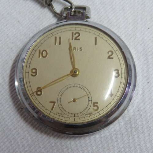 Vintage Oris pocketwatch with fob chain - Runs and stops