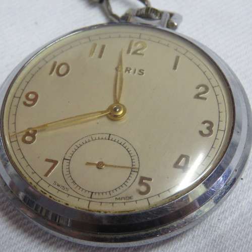 Vintage Oris pocketwatch with fob chain - Runs and stops