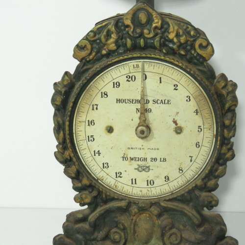 Vintage Household scale No.49 - 20 Pounds - Cast iron - Height 28 cm - Face 12,5 x 12,5 cm
