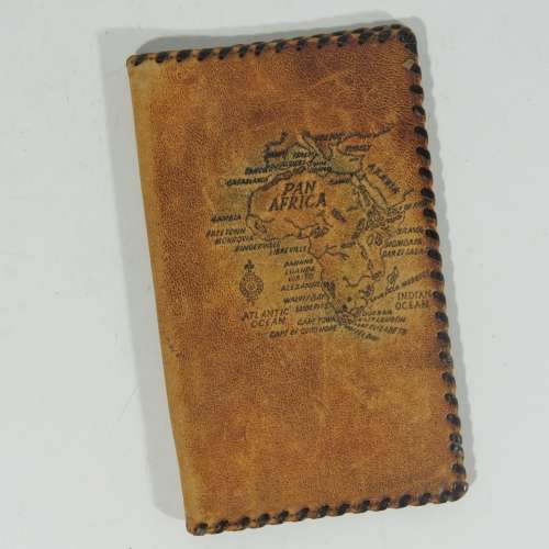 Vintage leather wallet with map of Africa