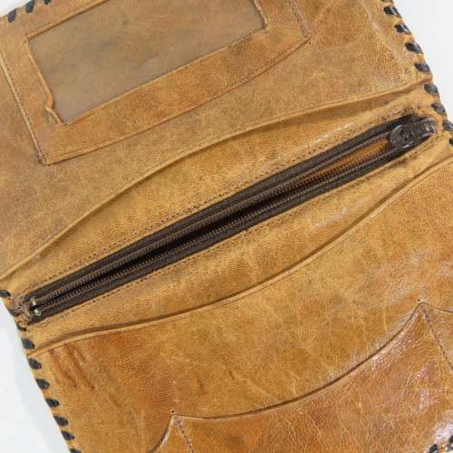 Vintage leather wallet with map of Africa
