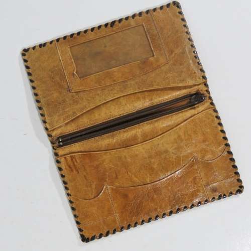 Vintage leather wallet with map of Africa