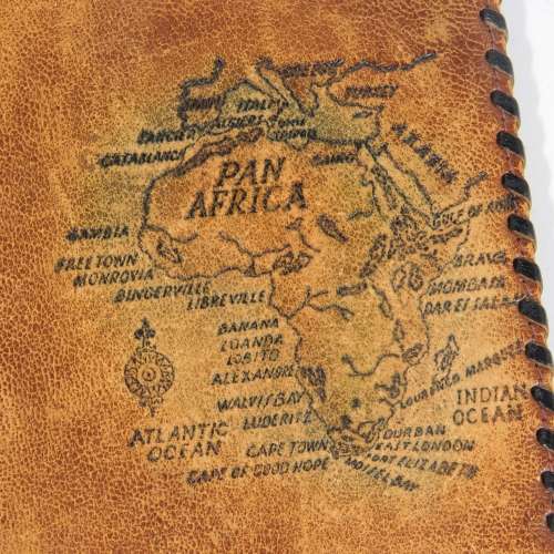 Vintage leather wallet with map of Africa