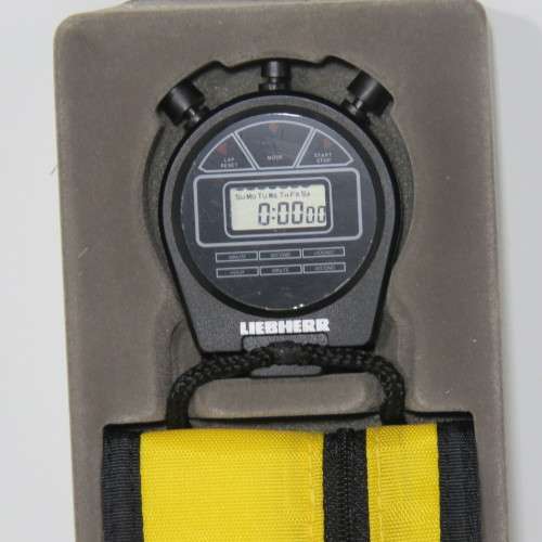 Liebherr digital stopwatch with arm pouch