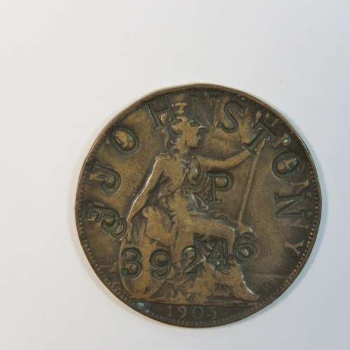 WW1 Dog tag made with 1905 Penny for P Johnson