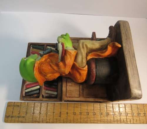 Librarian Frog resin book end figurine