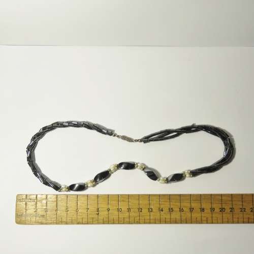 Hematite and seed pearl necklace