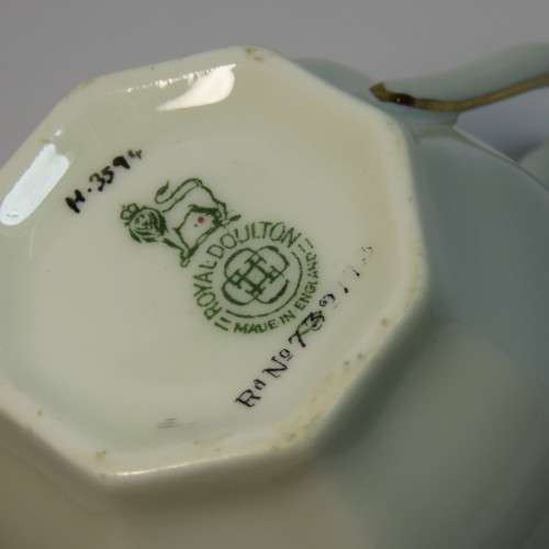 Antique Royal Doulton octagonal porcelain trio