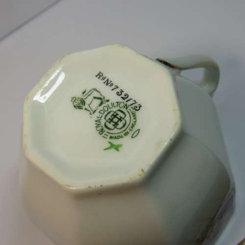 Antique Royal Doulton octagonal porcelain trio