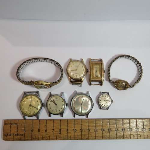 Lot of 8 vintage mechanical watches for spares - Not working