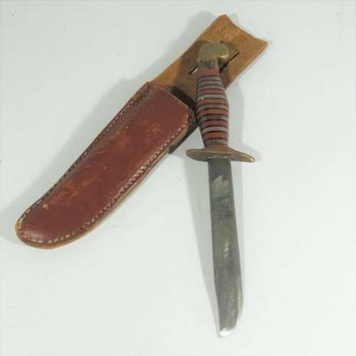 Handmade dagger with metal and leather sheath
