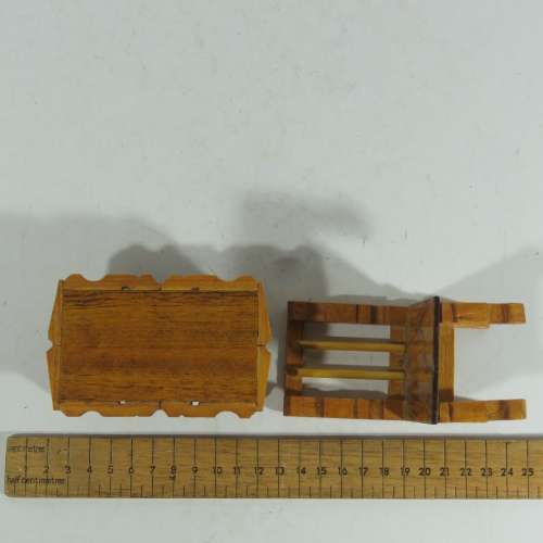 Vintage doll's furniture - Peg table with 4 chairs and coffee table