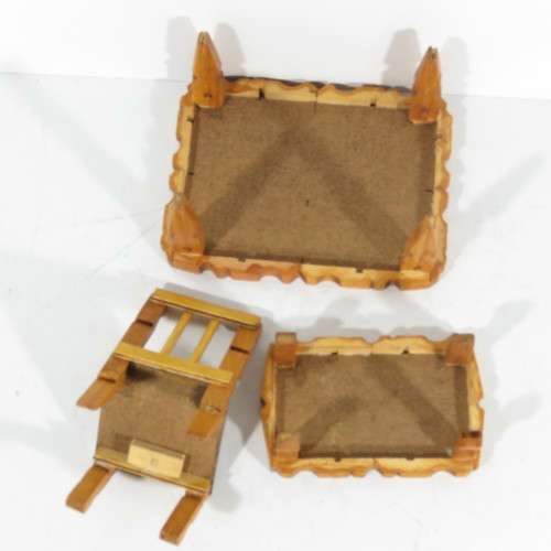 Vintage doll's furniture - Peg table with 4 chairs and coffee table