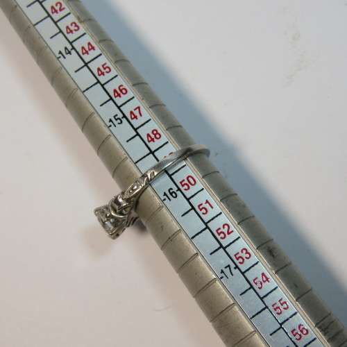 Platinum ring with cubic zirconia - Size: J