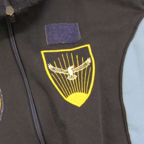 SA Air Force Gymnasium tracksuit jacket with Chris Jansen Bergwedloop badge - Armpit to Armpit: 57cm