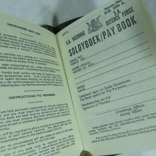SADF Service and pay book