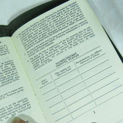 SADF Service and pay book