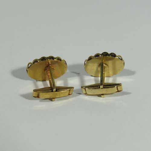 Pair of gold plated tigers eye cufflinks