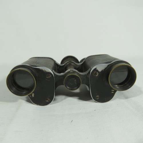Antique E. Burmester Cape Town binoculars in leather case - One eye piece missing