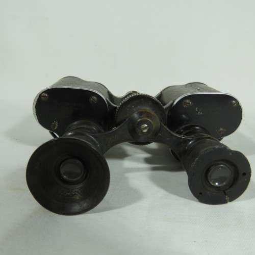 Antique E. Burmester Cape Town binoculars in leather case - One eye piece missing