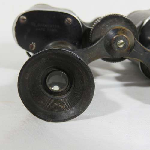Antique E. Burmester Cape Town binoculars in leather case - One eye piece missing