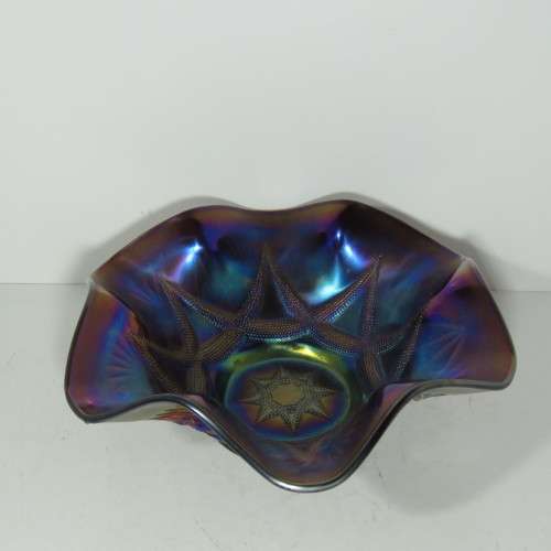Beautiful purple carnival glass fruit bowl