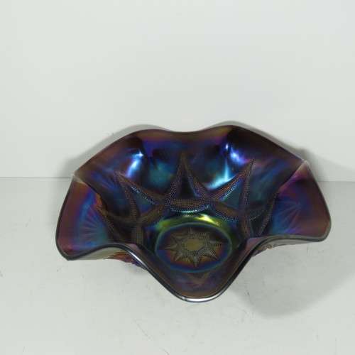 Beautiful purple carnival glass fruit bowl