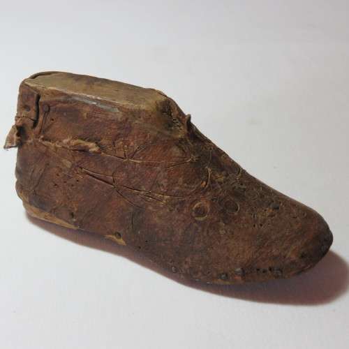 Antique wooden shoe form for toddler shoes