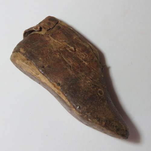 Antique wooden shoe form for toddler shoes