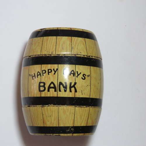 Happy Days tin barrel bank