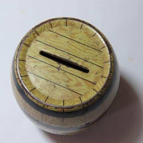 Happy Days tin barrel bank