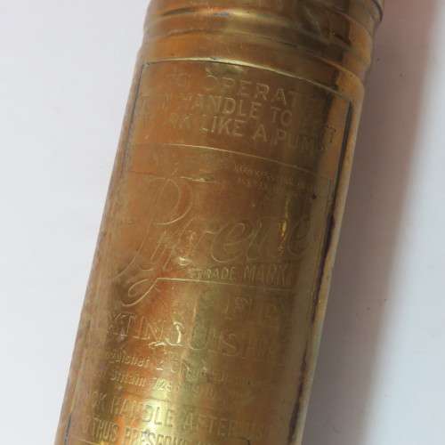 Antique Pyrene brass fire extinguisher