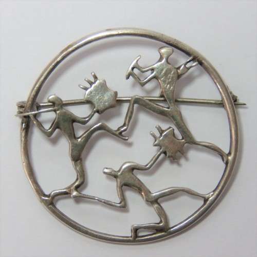 African motif silver brooch - Weighs 9,4 grams