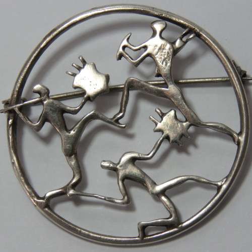 African motif silver brooch - Weighs 9,4 grams