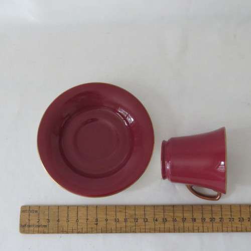 Crown Devon coffee jug with 3 saucers and espresso cups