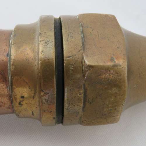 Vintage Morris and Sons copper and brass 3/4 fire hose nozzle - Length 45 cm