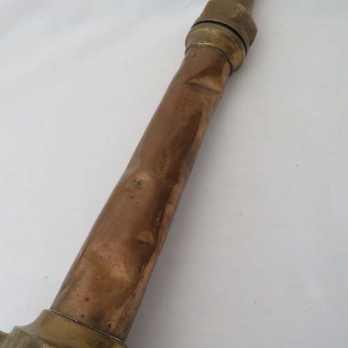Vintage Morris and Sons copper and brass 3/4 fire hose nozzle - Length 45 cm