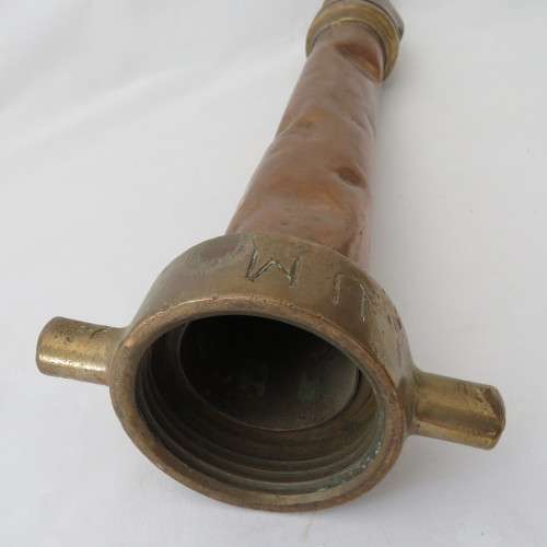 Vintage Morris and Sons copper and brass 3/4 fire hose nozzle - Length 45 cm
