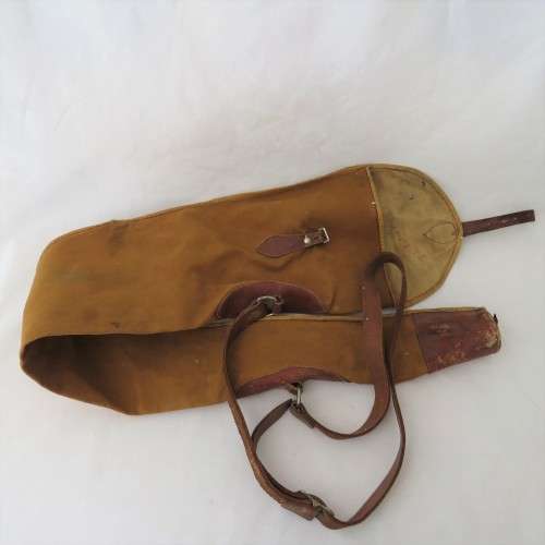 Vintage leather and material rifle bag - Length 119 cm