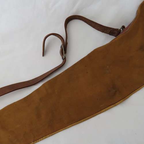 Vintage leather and material rifle bag - Length 119 cm
