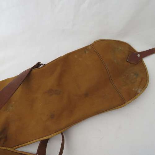 Vintage leather and material rifle bag - Length 119 cm