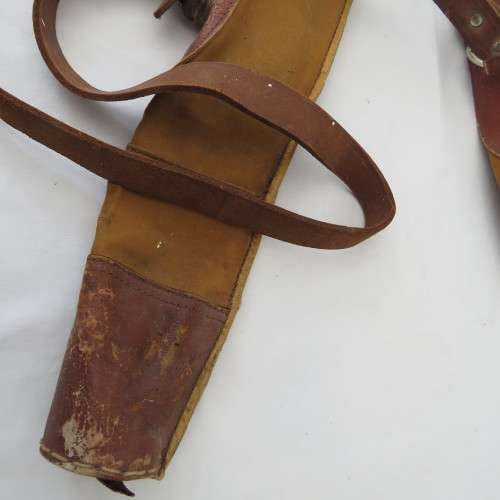 Vintage leather and material rifle bag - Length 119 cm