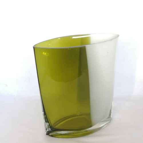 Beautiful Green and White stained glass vase
