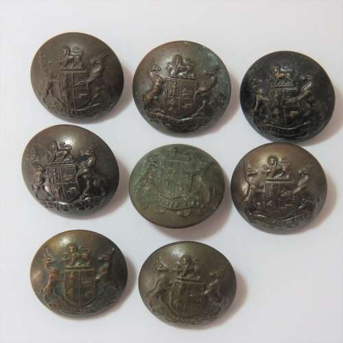 South African Defense Force military buttons - Lot of 8 wartime blackened buttons