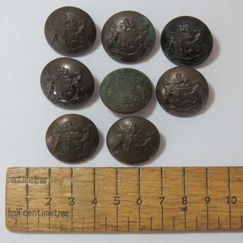 South African Defense Force military buttons - Lot of 8 wartime blackened buttons