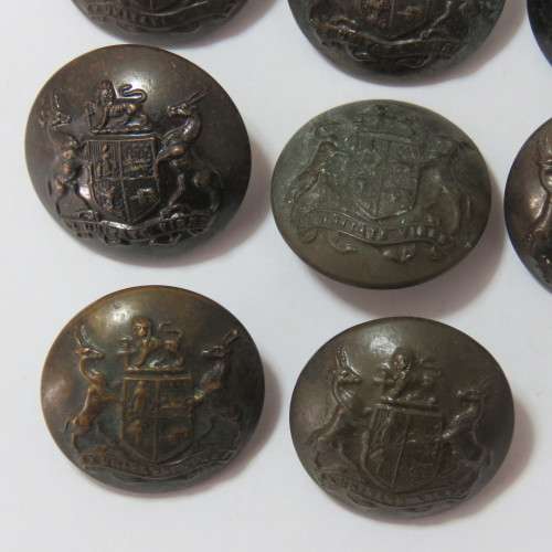 South African Defense Force military buttons - Lot of 8 wartime blackened buttons