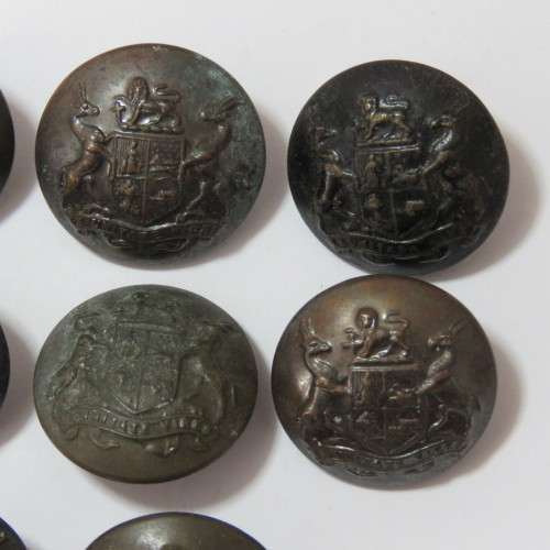 South African Defense Force military buttons - Lot of 8 wartime blackened buttons