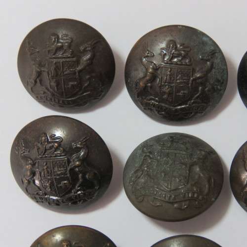 South African Defense Force military buttons - Lot of 8 wartime blackened buttons