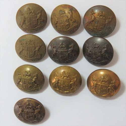 South African Defense Force military uniform buttons - Lot of 10 - All with different markers