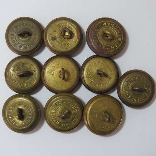 South African Defense Force military uniform buttons - Lot of 10 - All with different markers